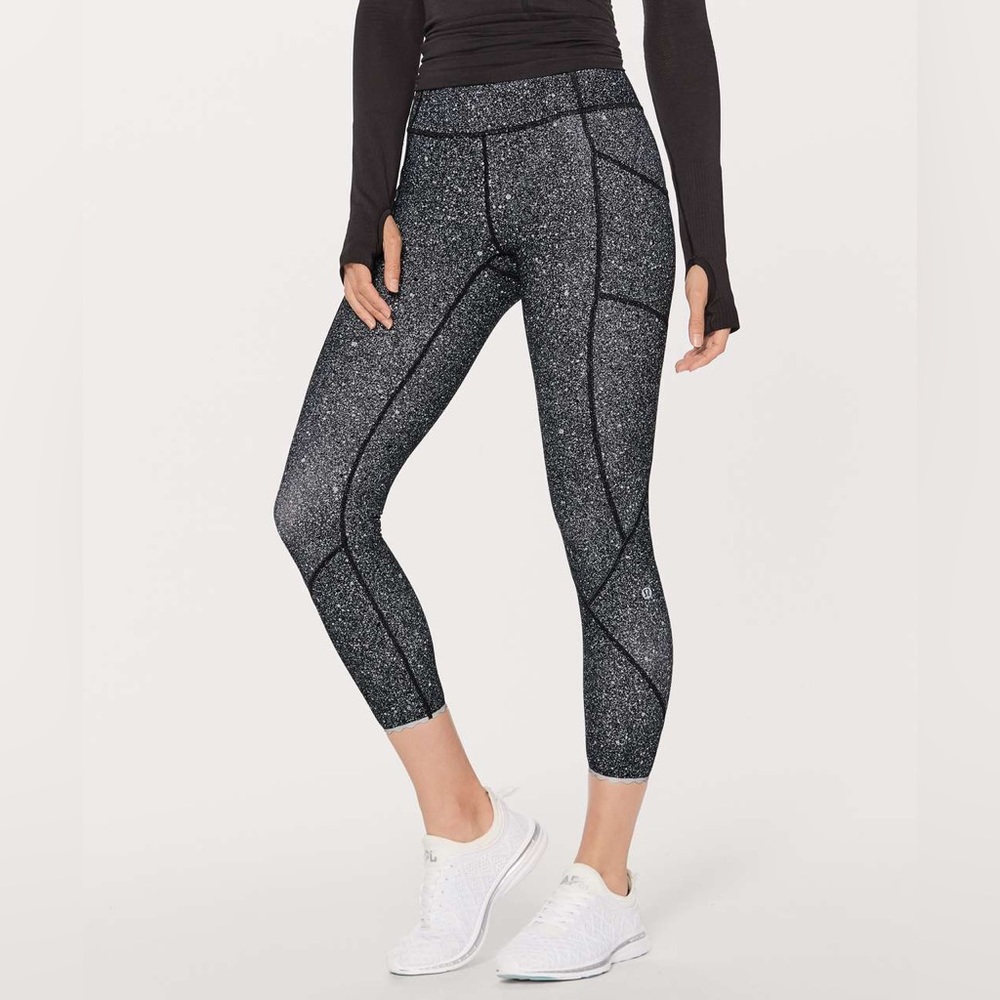 EUC 🍋 Lululemon Tight Stuff Tight II
Splatter White Black / Black 25”